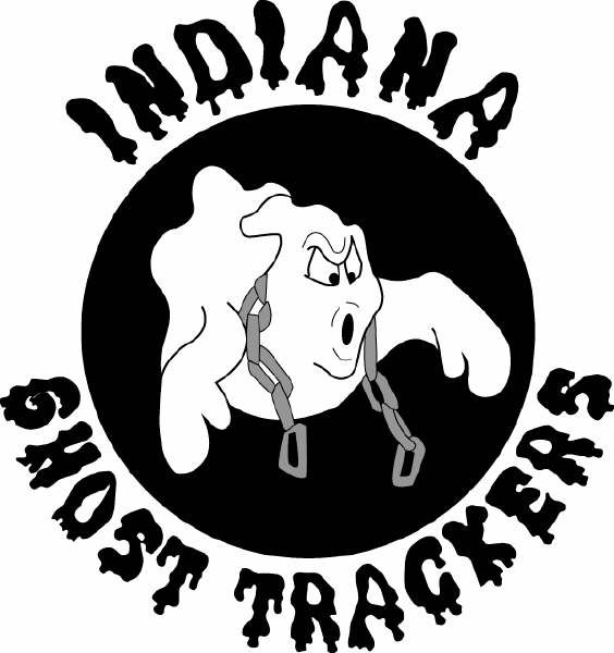 Logo of Indiana Ghost Trackers featuring a cartoon ghost with chains.